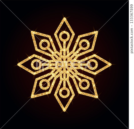 Gold glitter snowflake icon. Winter Christmas sparkling design Gold glitter snowflake icon. Winter Christmas sparkling design 133367899