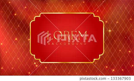 Red Gold Christmas red price tag. Vintage luxury frame 133367903