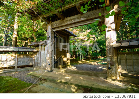 Important Cultural Property: Iitakaji Temple Main Gate, Morning Sunlight Filtering Through the Trees, Chiba Prefecture Important Cultural Property: Iitakaji Temple Main Gate, Morning Sunlight Filtering Through the Trees, Chiba Prefecture 133367931
