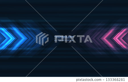 Abstract blue and pink arrows futuristic technology background concept high-speed movement. 133368281