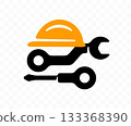Helmet, circuit board, screwdriver and wrench, graphic design. Construction, technology and innovation, vector design and illustration 133368390
