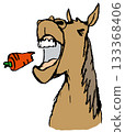 一匹馬吃完胡蘿蔔後發出咆哮聲（無文字） 133368406