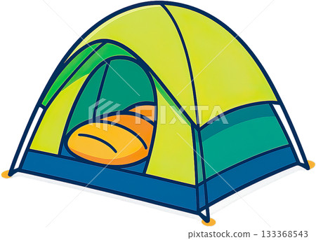 色彩鮮豔的露營裝備插圖 133368543