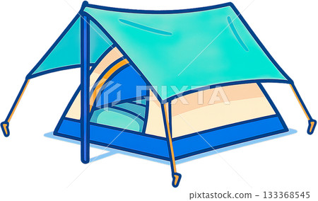 色彩鮮豔的露營裝備插圖 色彩鮮豔的露營裝備插圖 133368545