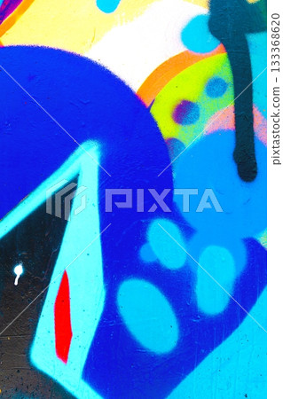 Vibrant Abstract Graffiti in Bright Blue and Red for Modern Urban Art 133368620