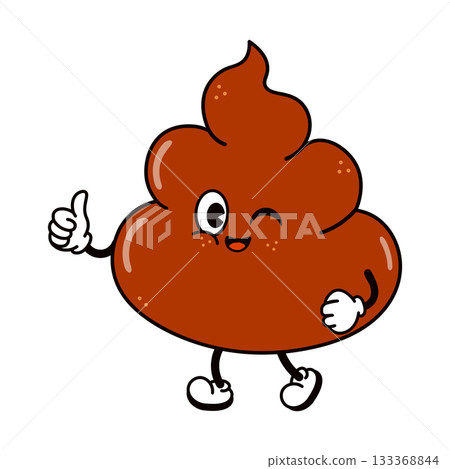 Poop emoji character giving thumbs up and winking 133368844