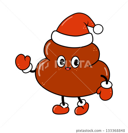 Cute cartoon poop character wearing a santa hat Cute cartoon poop character wearing a santa hat 133368848