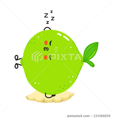 Cute sleeping lime fruit character having a rest 133368859