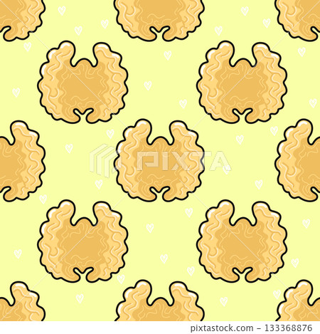 Walnuts arranged in seamless pattern with small hearts 133368876