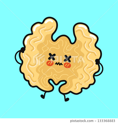 Cute walnut character having a dizzy brain Cute walnut character having a dizzy brain 133368883