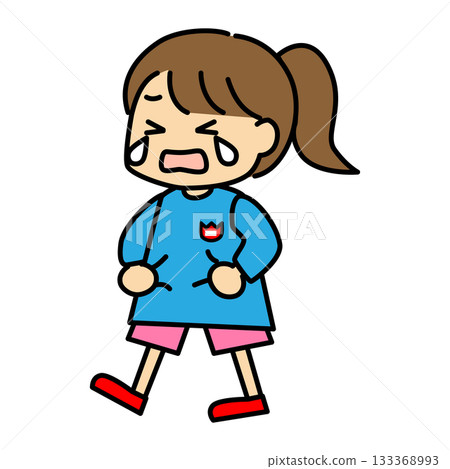 一個哭泣的幼兒園小女孩的可愛形象 一個哭泣的幼兒園小女孩的可愛形象 133368993