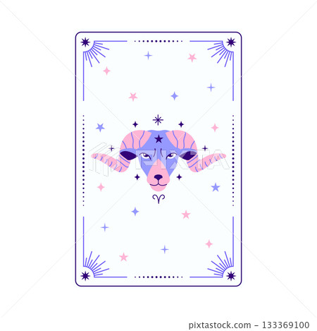 Card with Aries Zodiac sign. Card with Aries Zodiac sign. 133369100