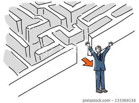 A male office worker who escaped from a maze A male office worker who escaped from a maze 133369138