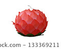 Traditional Korean Lotus Flower Lantern with Vibrant Red Petals Symbolizing Enlightenment and Peace, Perfect for Cultural and Religious Festival Decoration 133369211