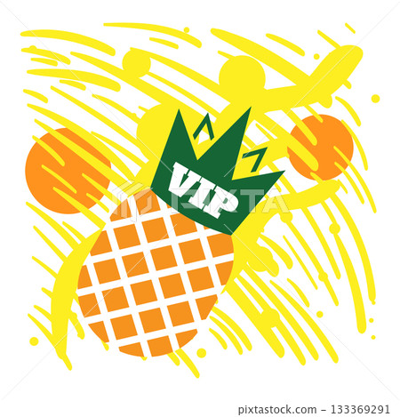 Fashion tropics funny pineapples print for T-shirt on colorful background Fashion tropics funny pineapples print for T-shirt on colorful background 133369291