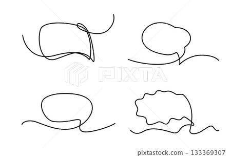 Continuous thin line bubble speech vector icon. Minimalist chat symbol drawing, one line art 133369307