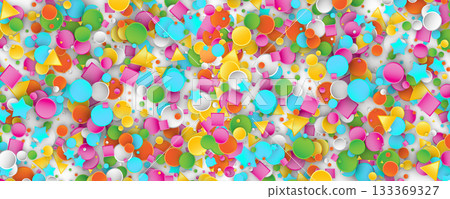 Confetti circles isolated. Round paper party confetti pattern 133369327