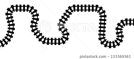 Curve train track icon, railway winding line. Curve railroad illustration top view, rail way 133369361
