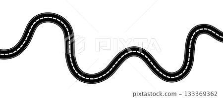 Curve road icon, highway winding line. Curve roadway illustration top view, road way 133369362