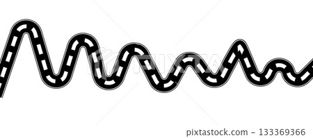Curve road icon, highway winding line. Curve roadway illustration top view, road way 133369366