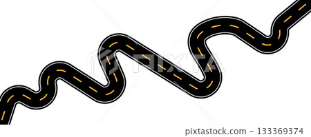 Curve road icon, highway winding line. Curve roadway illustration top view, road way 133369374