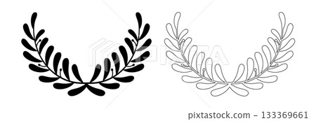 Laurel wreath icon, award symbol with leaf and branch in a circle Laurel wreath icon, award symbol with leaf and branch in a circle 133369661