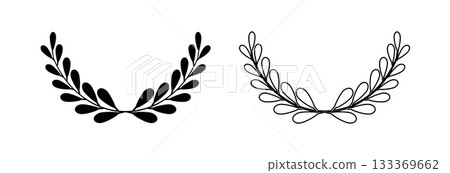 Laurel wreath icon, award symbol with leaf and branch in a circle Laurel wreath icon, award symbol with leaf and branch in a circle 133369662