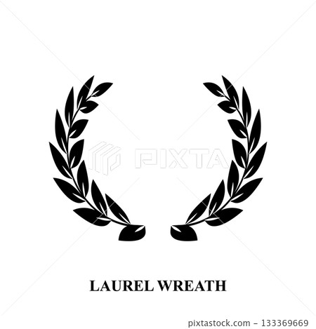Laurel wreath icon, award symbol with leaf and branch in a circle Laurel wreath icon, award symbol with leaf and branch in a circle 133369669