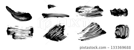 Mascara brush stroke isolated. Black eyelash makeup smudge Mascara brush stroke isolated. Black eyelash makeup smudge 133369688