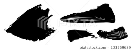 Mascara brush stroke isolated. Black eyelash makeup smudge 133369689