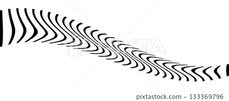 Black line wave pattern. Optical illusion stripe background, abstract geometric wavy texture 133369796