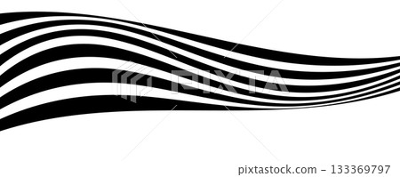 Black line wave pattern. Optical illusion stripe background, abstract geometric wavy texture 133369797