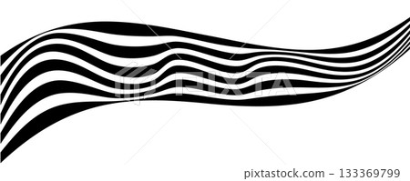 Black line wave pattern. Optical illusion stripe background, abstract geometric wavy texture Black line wave pattern. Optical illusion stripe background, abstract geometric wavy texture 133369799