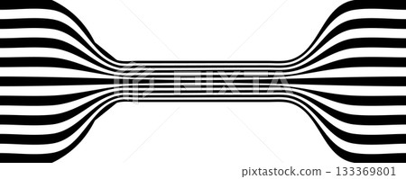 Black line wave pattern. Optical illusion stripe background, abstract geometric wavy texture 133369801