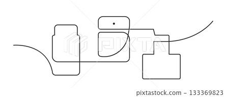 Continuous line perfume bottle. Hand drawn eau de toilette fragrance spray 133369823