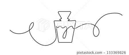 Continuous line perfume bottle. Hand drawn eau de toilette fragrance spray 133369826