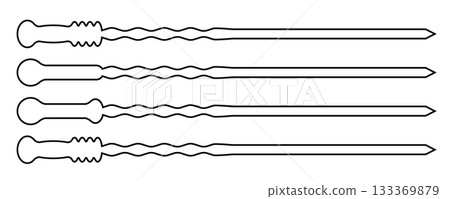 Metal skewer sticks vector icon. Empty steel barbecue utensils, new bbq sticks 133369879