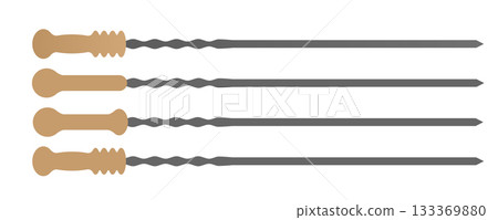 Metal skewer sticks vector icon. Empty steel barbecue utensils, new bbq sticks 133369880