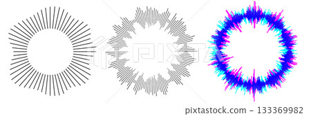 Sound wave circular line pattern. Round music vector, abstract radial icon 133369982