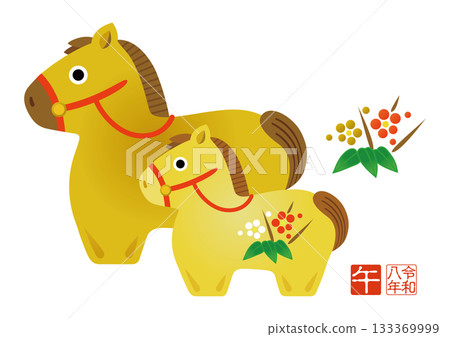 2026 New Year's card illustration of the zodiac sign of the Year of the Horse, Horse 133369999