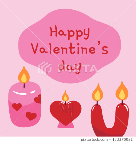 Candle for Valentines day banner. Flat vector illustration Candle for Valentines day banner. Flat vector illustration 133370081