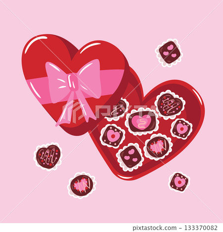 Happy valentine s day, chocolate gift box. Pastel love card vector 133370082