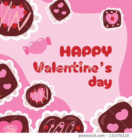 Happy valentine s day, chocolate gift box. Pastel love card vector Happy valentine s day, chocolate gift box. Pastel love card vector 133370129