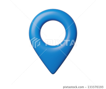 3d Blue Map Pin and Geolocation Marker for Navigation Apps, Maps, GPS, and Location services. Location pin icon. 3d render. 133370193