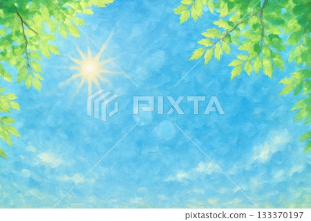 藍天、翠綠、陽光、油畫 133370197
