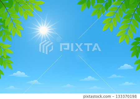 藍天、翠綠、陽光、向量圖 133370198