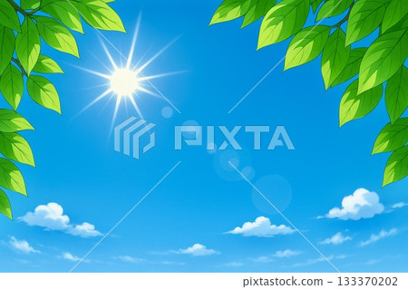 藍天、翠綠、陽光、動漫風格 133370202
