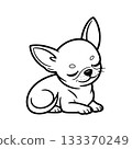 Cute Chihuahua puppy resting with eyes closed in a cozy setting, perfect for a serene moment 133370249
