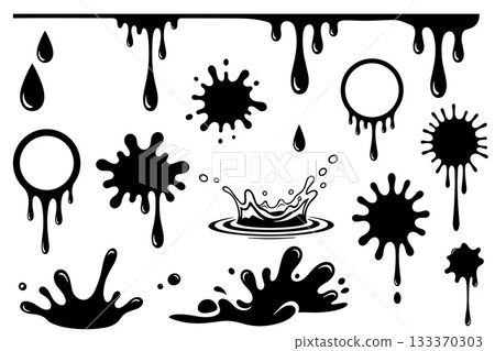 Black Ink Blot Vector . Paint Splash Art Vector 133370303