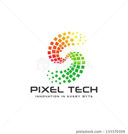 Pixel S Tech Logo Vector . Digital Creative Dot Icon Vector 133370309